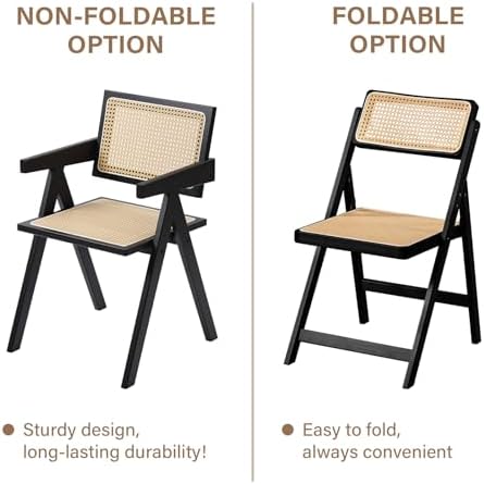 Furlide Rattan Dining Chairs Set of 2, Mid-Century Bamboo Armchairs