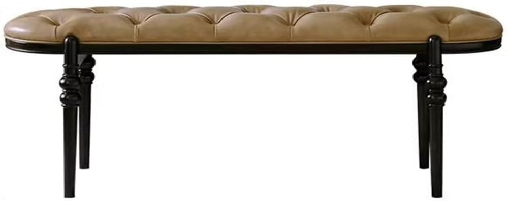 Modern Upholstered Bedroom Benches with Black Legs Genuine Leather Bench for ...