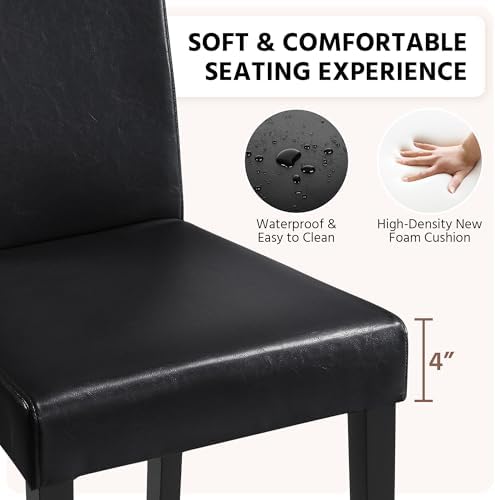 Yaheetech Dining Chairs Set of 4 Upholstered Kitchen Chairs Black