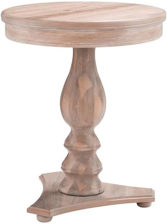 Pemberly Row Round Wood Side Table, 20" D x 24.5" H, Natural Brown ...