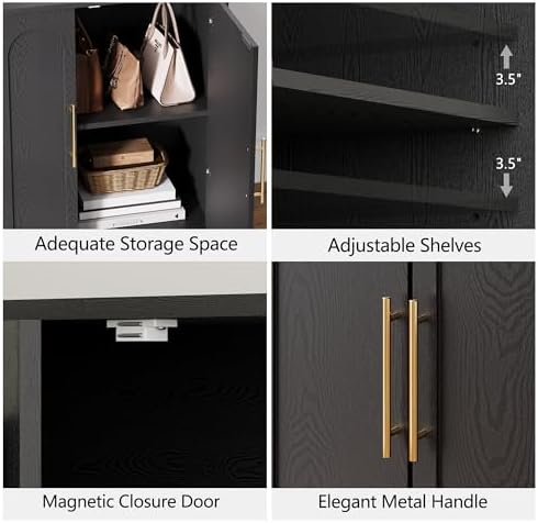 FORTUNETEC 31.5" Modern Sideboard Buffet Cabinet with Storage, Black
