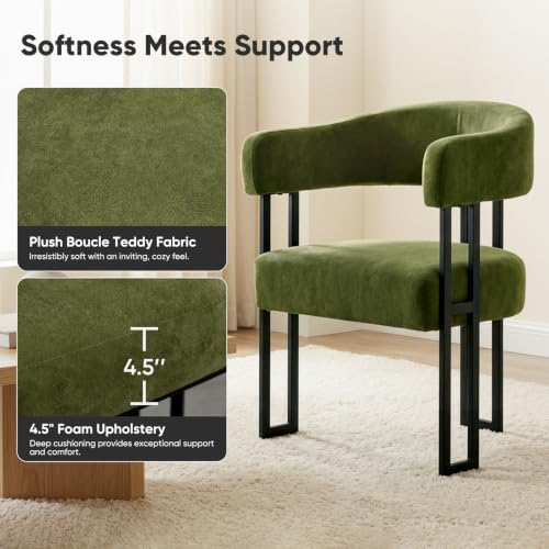 Mid-Century Modern Dining Chairs Set of 2, Armrest Barrel Dining Chairs