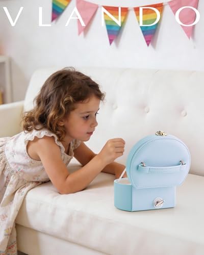 VLANDO Musical Jewelry Box for Girls, Arc Design with Spinning Ballerina | Large Compartment for Small Treasures, Plays Canon Melody, Built-In Mirror and Soft Carry Handle, Birthday Christmas Gift