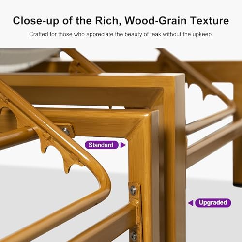 PURPLE LEAF 1 Piece French Patio Chaise Lounge Rattan Teak Frame, Navy | All-...