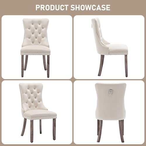 Velvet Dining Chairs, Beige Dining Chairs Set of 4