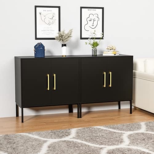 CARPETNAL Set of 2 Accent Storage Cabinet with Doors and Adjustable Shelf, Fr...