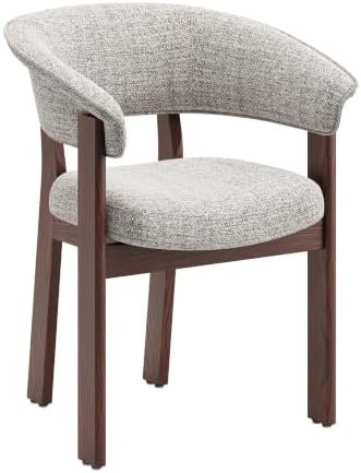 COLAMY Fully Assembled Upholstered Dining Chair, Solid Red Oak Wood Kitchen S...