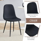 Round Dining Table Set for 4, 5 Piece Kitchen Table and Chairs Set with 42 Inch Wood Grain Tabletop, Black Upholstered Chairs, Metal Frame Dining Room Furniture for Apartment, Breakfast Nook