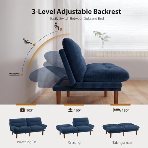 Pipishell Futon Sofa Bed, Modern 66" Futon Couch Convertible to Bed &amp...