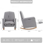 Rocking Chair Nursery with Foot Rest, Nursing Rocking Chair with High Backrest, Glider Rocker Chair for Living Room, Bedroom, Nursery(Cotton Linen Light Gray)