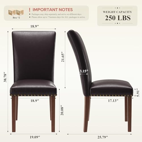 COLAMY High Back Upholstered Dining Chairs Set of 4, Dark Brown