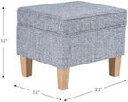 HomePop 22" Medium Tufted Storage Ottoman - Blue Gray Woven Fabric