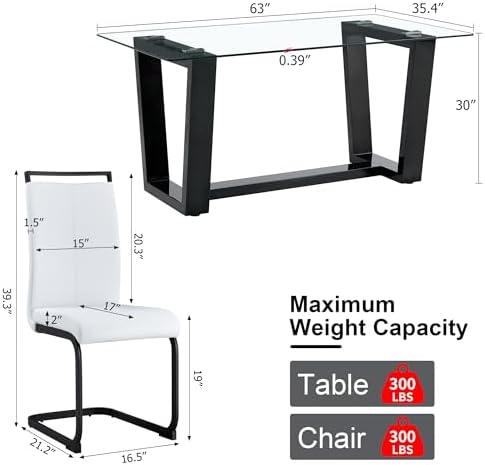 Ebullient Glass Dining Table Set for 4, Modern Dining Table Set for 4, Temper...