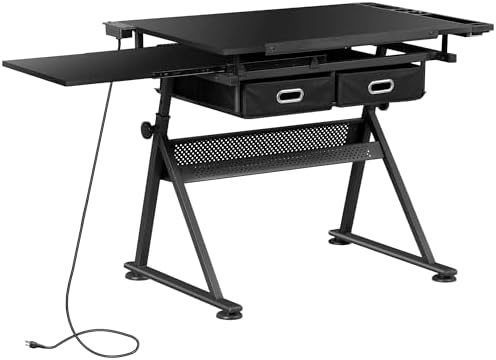ZENY Adjustable Drafting Table with Stool Tilting Drawing Desk Artist Table