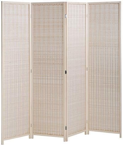 FDW 4-Panel Folding Room Divider | 6ft, Natural | Light & Portable