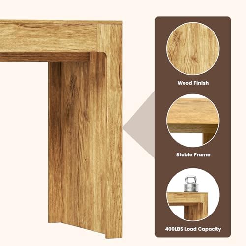 Miereirl 3-Piece Counter Height Bar Table Set, 55 Inch Oak Pub Dining Table &...