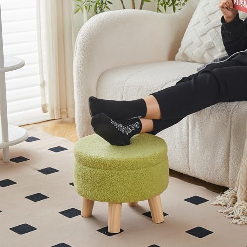 Wimarsbon Storage Ottoman, Modern Round Footrest with Soft Padded Seat, Teddy...