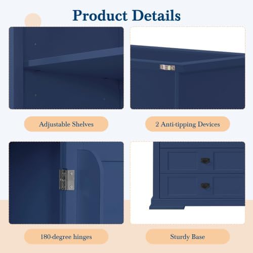 Merax 63 inch Kitchen Pantry Storage Cabinet, Freestanding Buffet Cabinet wit...