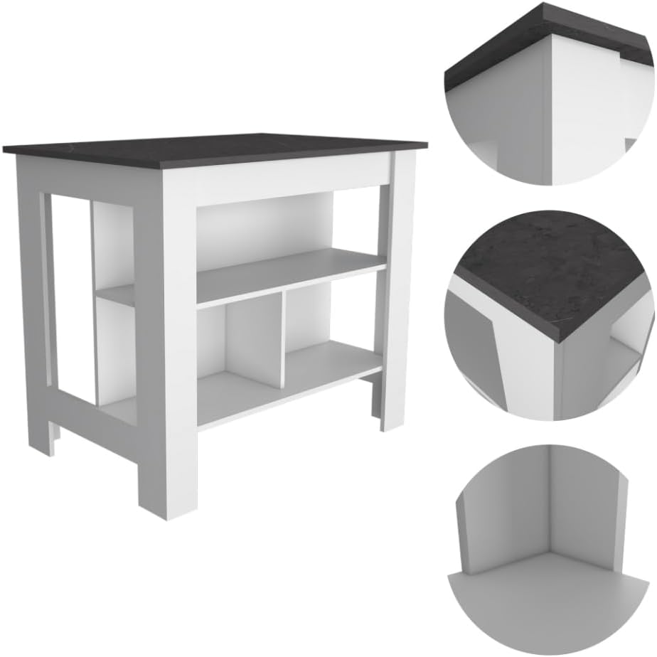 2-Piece Kitchen Set with Island and Pantry Cabinet | Includes 8 shelves and 2...