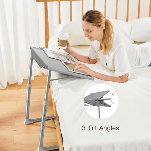 HUANUO Adjustable TV Tray Table with 6 Height & 3 Tilt Adjustments, Gray