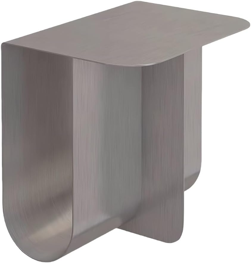 Stainless Steel Side Table with Storage, Modern Metal Coffee Table for Living...