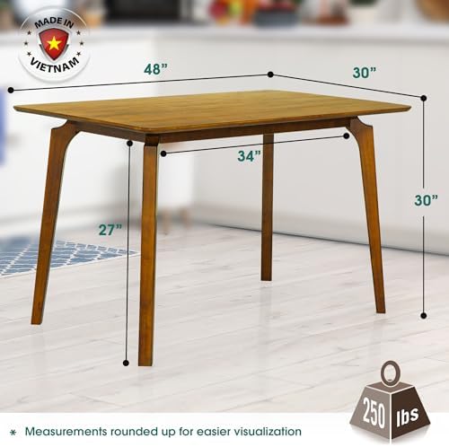 Acacia Verve 48" Solid Wood Dining Table for 4, Rectangular Acacia Wood ...
