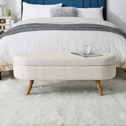 43.5" Ottoman with Storage, Storage Ottoman Bench with Safety Hinge, Lin...
