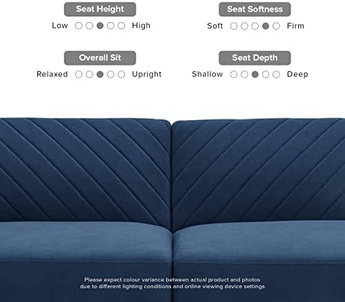 mopio 76.4" Futon Sofa Bed Chevron Styled, Sleeper Couch (Classic Blue V...