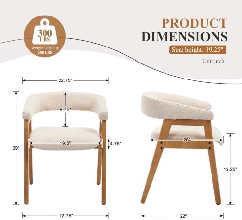 CIMOTA Modern Barrel Dining Chairs with Arms Set of 2, Upholstered Fabric Kit...