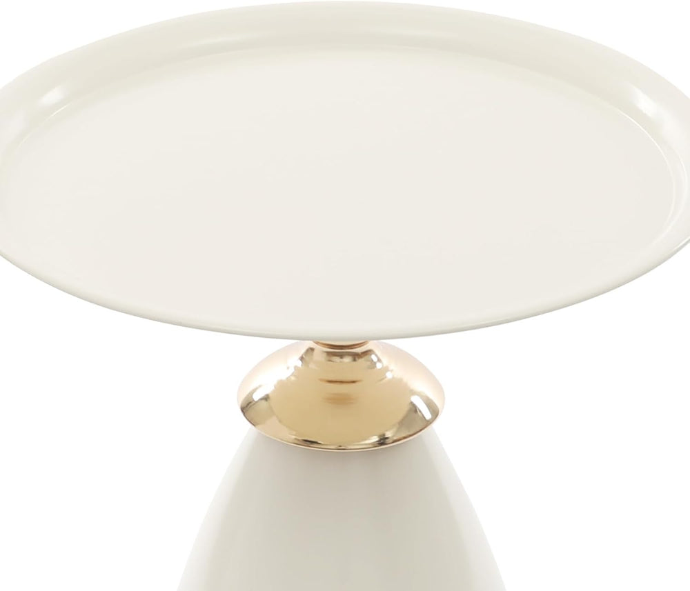 Small Drink Pedestal End Table, Modern Round Metal Pedestal Accent Tables, 15...