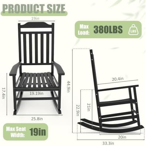 Outdoor Rocking Chairs Set of 2, Weather-Resistant Rocking Chair Ergonomic | ...