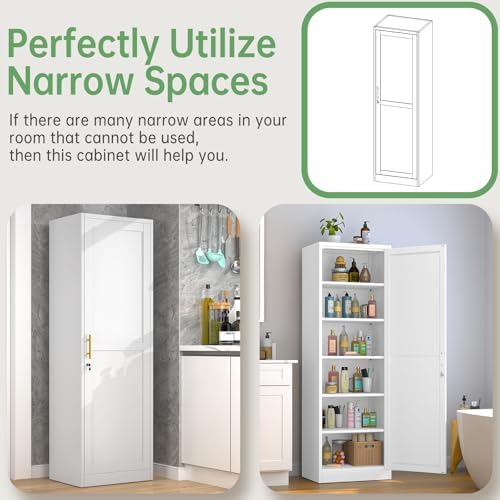 Ckzbx Metal Locker Tall Narrow Storage Cabinet, 67" H Locking Tool File ...