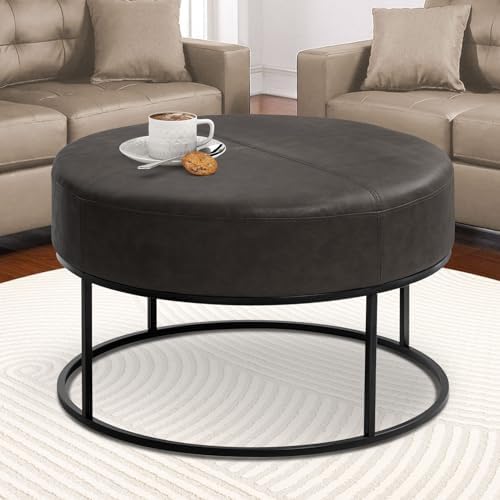 Modern Round Coffee Table, Farmhouse Ottoman for Living Room, Large Vintage F...