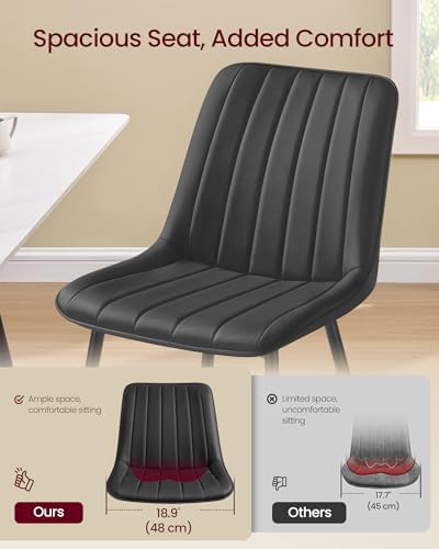 VASAGLE Dining Chairs Set of 2, Upholstered Kitchen Chairs, PU Leather