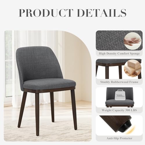 COLAMY Upholstered Dining Chairs Set of 4, Modern Kitchen Chairs with Back, L...