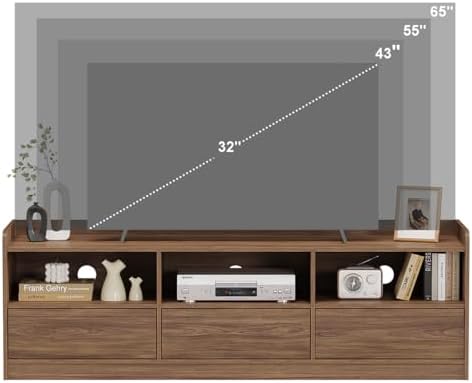 FATORRI Coffee Table and TV Stand Bundle for Living Room, Walnut TV Console E...
