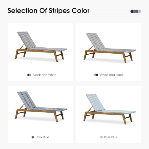 PURPLE LEAF Chaise Lounge Chair Wood Grain Aluminum Set of 2, Dark Blue | 3-Y...
