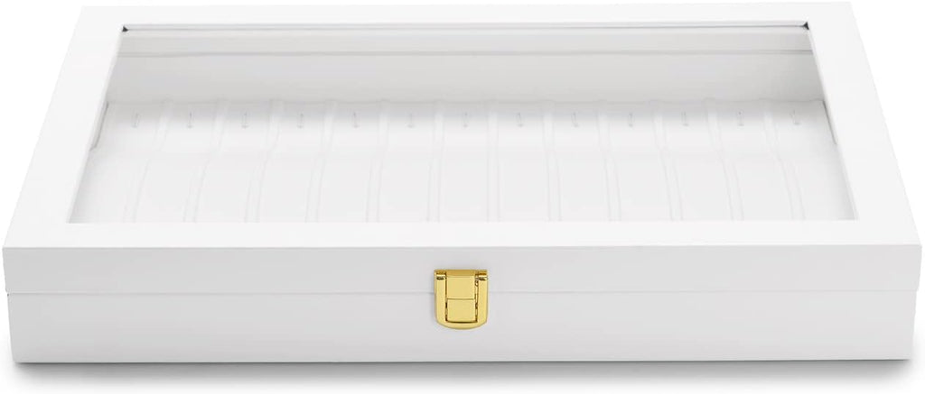 Oirlv White Leather Acrylic Lid Jewelry Necklace Organizer Box Necklace Bracelet Display Holder Case Drawer Insert Women Gift