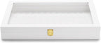 Oirlv White Leather Acrylic Lid Jewelry Necklace Organizer Box Necklace Bracelet Display Holder Case Drawer Insert Women Gift