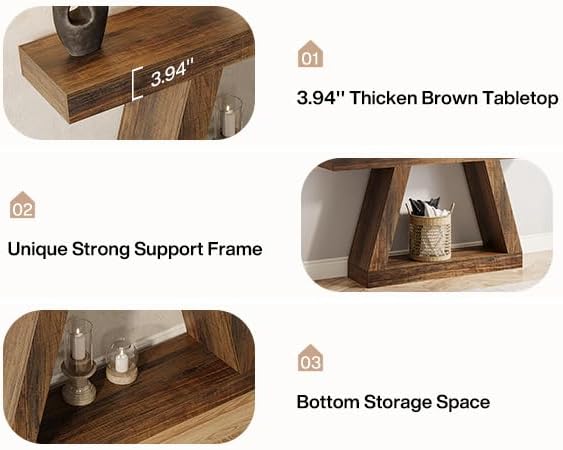 Tribesigns Farmhouse Console Table, 55-Inch Rustic Sofa Table with Storage, I...