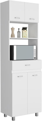Microwave Double Door Cabinet, One Drawer, One Shelf for Microwave, White,for Kitchen