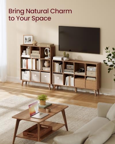 VASAGLE Mid-Century Modern 8-Cube Bookshelf, 35.4 x 9.4 x 42.3 Inch