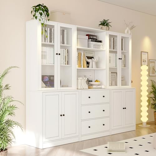 TUSY 71" H Bookshelf with Storage, 6-Tier Modern Bookshelves with 3 Larg...
