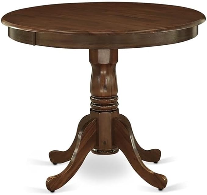 East West Furniture ANDA5-AWA-32 5 Piece Dining Room Furniture Set Includes a Round Kitchen Table with Pedestal and 4 Polyester Fabric Padded Chairs, 36x36 Inch, Antique Walnut