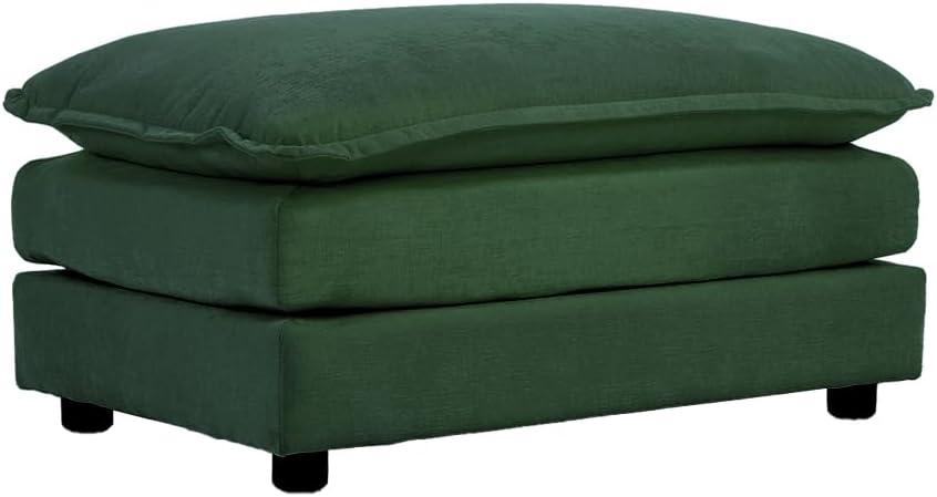 Chenille Ottoman Footrest for 2, 3, and 4 Seater Sofas, Green (Green + Chenil...