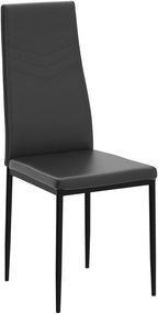 ERGOMASTER Dining Chairs Set of 4 Black PVC Dining Room Modern Soft Leather Padded Living Room Side Chairs with Sturdy Metal Legs & Non-Slip Feet Pads