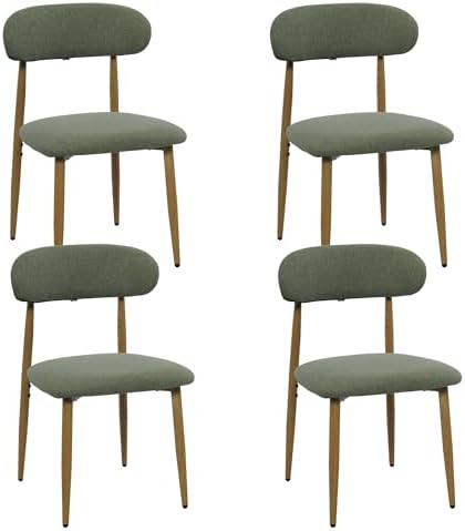 FREKEN Modern Upholstered Dining Chairs Set of 4, Mid-Century Metal Frame wit...