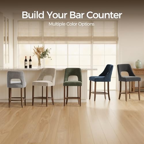 UVV Bar Stools Set of 4, Upholstered Counter Height Bar Stools, Modern Counte...
