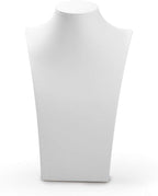 Oirlv White Leather Jewelry Bust Necklace Display Stand Trade Show Jewelry Holder (H:11.8")