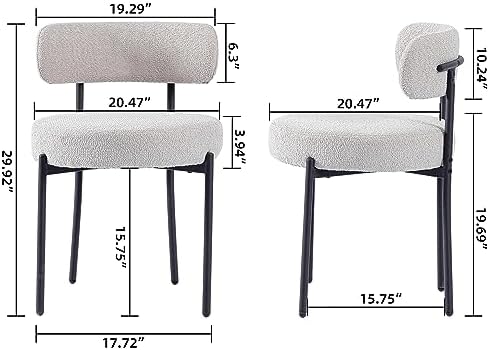 DYHOME Boucle Dining Chairs Set of 4, Upholstered Dining Room Chairs Grey